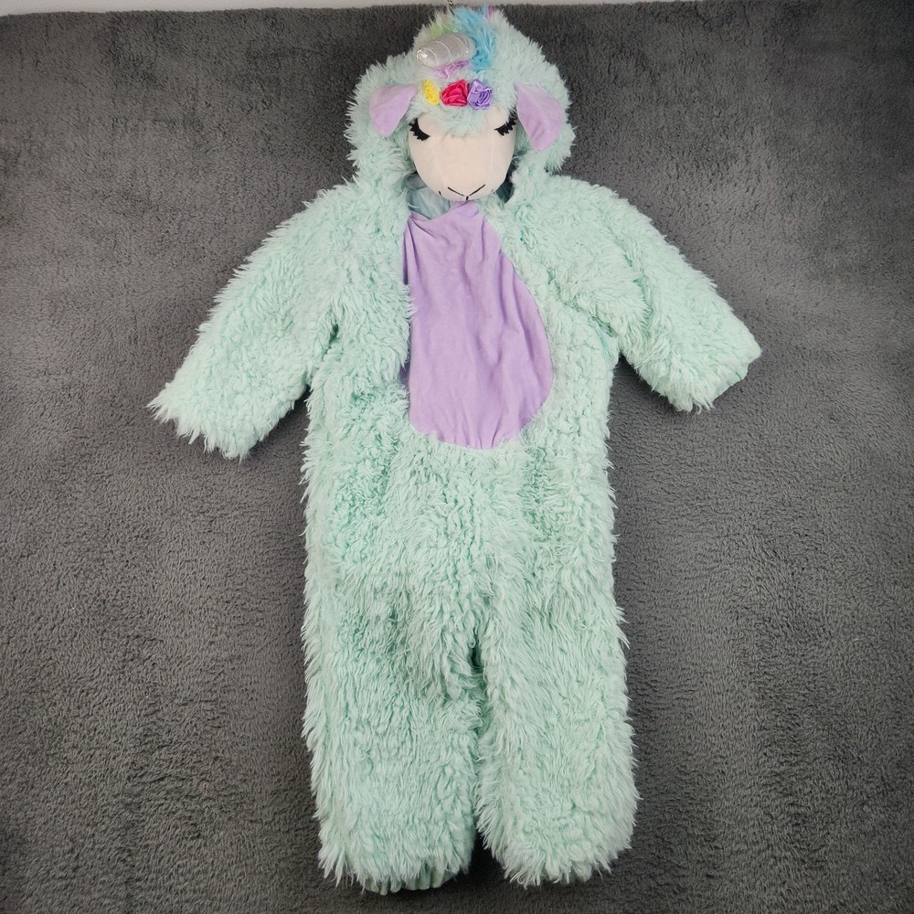 Halloween Plush Magical Unicorn Llama Bodysuit Costume Jumpsuit Open Foot 2T-3T